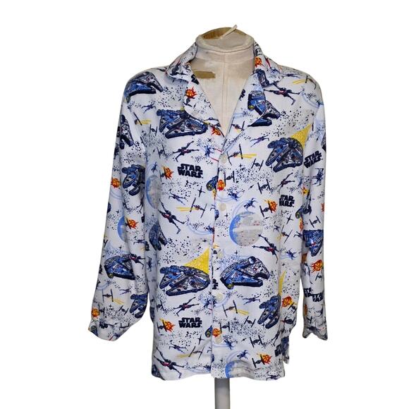 POTTERY BARN KIDS STAR WARS MILLENNIUM FALCON FLANNEL PAJAMA TOP‎ Size Small - Picture 1 of 5